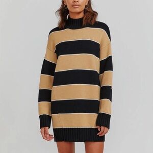 Ninety Percent Organic Merino Turtleneck Striped Sweater Dress Size XS (NWT)